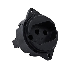 M-0504 | TOMADA 2P+T REDONDA COM HASTE CURTA 20A PRETO