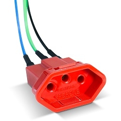 M-0508 | TOMADA 2P+T TIPO PAINEL COM RABICHO ATÉ 15A VERMELHO